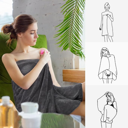 KinHwa Microfiber Bath Towels Large Bathroom Towel Absorbent Shower Towels Soft Bath Towel Large Size for Women Men Ideal for Spa, Swimming, Pool Dark Gray (2, Grey, 30x60 inch)