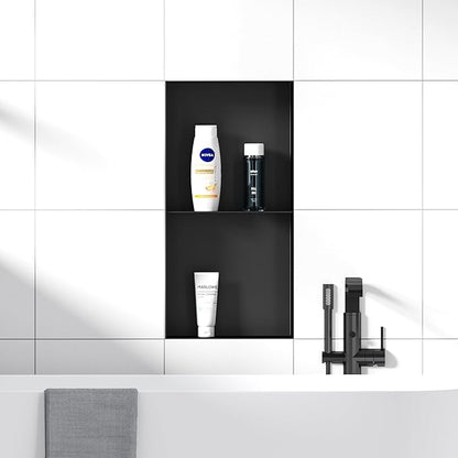 Stainless Steel Shower Niche 12" X 24", No Tile Needed Wall Niche Shower with Double Shelves, Recessed Shower Shelf for Bathroom Storage, Matte Black