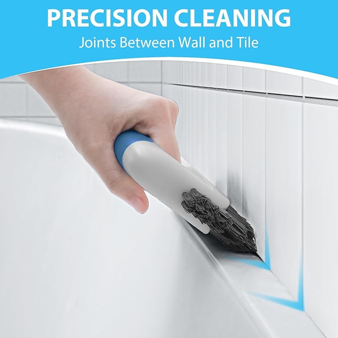 Grout Cleaner Brush for Floors Tile Corner, V Shape Stiff Scrubber Cleaning Bathroom Shower, Blue,1 Pcs