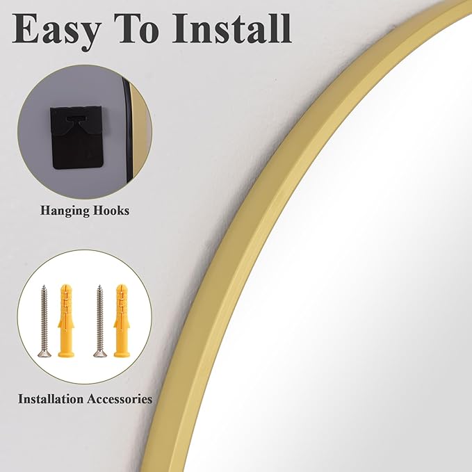 HARRITPURE Arched Bathroom Mirror - 32"x48" Gold Large Wall Mounted Vanity Mirror Aluminum Alloy Frame Arch Wall Mirror for Living Room, Bedroom and Entryway