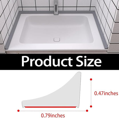 Collapsible Shower Threshold Water Dam, Self Adhesive Silicone Waterproof Barrier Bathroom and Kitchen Water Strip Dam Shower Guard for Dry And Wet Separation Caulk Seal Strip Edge Trim (67Inch, Grey)