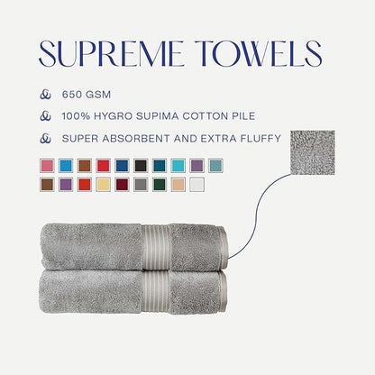 Christy Supreme Hygro 6 Piece Towel Set | Silver Grey | 100% Luxury Supima Cotton | Ultra Soft | Super Absorbent | 650GSM | 2 Bath Towels 2 Hand Towels 2 Face Cloths