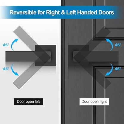 Passage Door Lever, Matte Black Interior Door Handles for Hallway& Closet Heavy Duty Non-Locking Lever Sets Keyless Door Knobs Lockset for Right & Left Side Door, 2 Pack