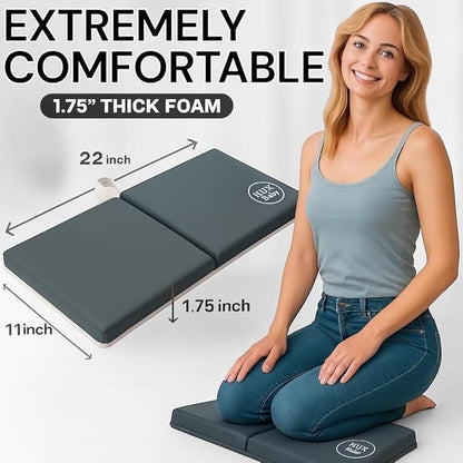 Comfortable Baby Bath Kneeler and Elbow Rest Pad Set, Non-Slip Bathtub Kneeling Pad for Bathing Baby, Bath Tub Cushion Mat, Elbow Pads, Toy Organizer Storage Pockets, Strong Suction Cups, Dark Gray