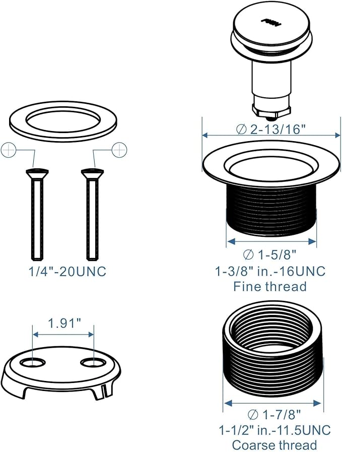 Bronze Tub Drain Tip-Toe Tub Trim Set Conversion Kit Assembly, Hidrop Bathtub Drain Replacement Trim Kit with 2-Hole Overflow Faceplate and Universal Fine/Coarse Thread, Oil Rubbed Bronze