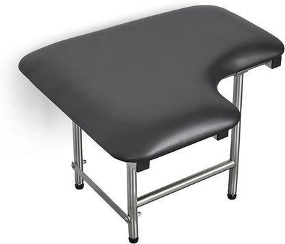 32" x 22.5" Black Padded Wall Mount Folding Right-Handed Transfer Bench Shower Seat with Legs, ADA Compliant