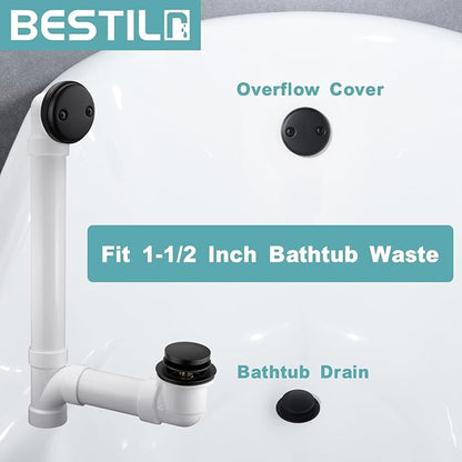 BESTILL Tip-Toe Bathtub Drain Bath Tub Trim Set Conversion Kit, Two Hole Style, Matte Black