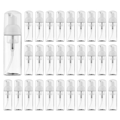 2oz Foam Pump Bottle (30PCS) Empty Travel Foaming Dispenser for Hand Soap, Lash Cleanser, Shampoo (60ml, Clear