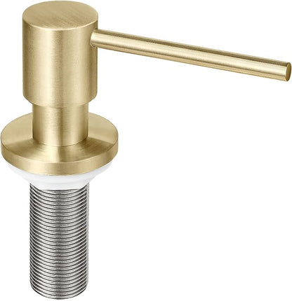 Deck Mounted Brass Kitchen Sink Soap Dispenser or Lotion Dispenser with 17OZ Above The Sink Refillable Bottle(Brushed Gold)
