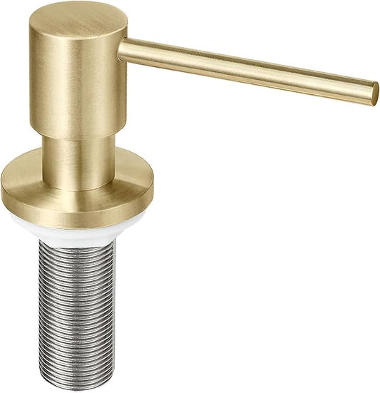 Deck Mounted Brass Kitchen Sink Soap Dispenser or Lotion Dispenser with 17OZ Above The Sink Refillable Bottle(Brushed Gold)