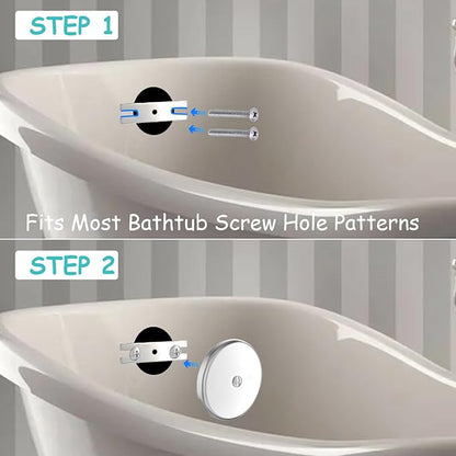 Single Hole Bathtub Drain Cover 1/8", Universal Bathtub Overflow Drain Cover with One Matching Screw for Waste and Over Flow, Tub Overflow Cover Fits Most Standard Bath Tub Drains (2PCS) (Silver)