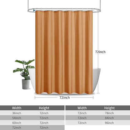 2-in-1 Waterproof Fabric Shower Curtain or Liner,Linen Textured,Breathable TPU & Washable Bathroom Shower Curtain Set with 12 Plastic Hooks,Modern,72"x72" Orange