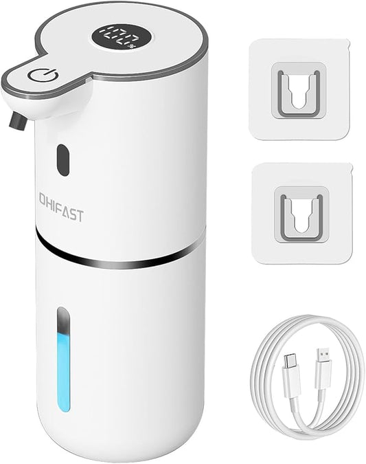Automatic Liquid Soap Dispenser Touchless, USB Rechargeable Smart Hand Soap Dispenser, 6-Level Adjustable, 12.8oz/380mL Wall Mounted for Bathroom Kitchen Dish Soap White