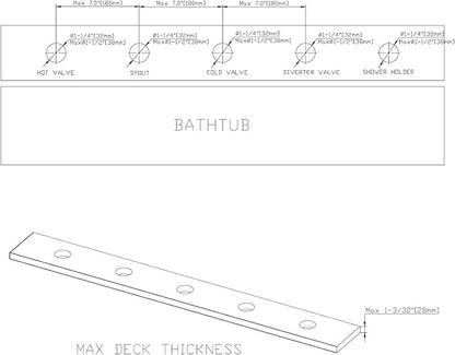 Waterfall Roman Tub Faucet Matte Black Deck Mount Bath Tub Filler with Hand Shower,High Flow,SUMERAIN