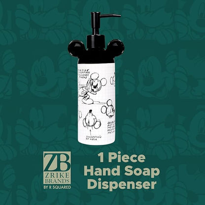Disney Mickey Mouse Ceramic Soap Dispenser – White Hand Soap Dispenser or Lotion Pump, Bathroom Decor and Kitchen Accessories – Officially Licensed Disney Home Decor