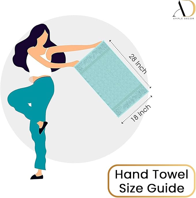 Ample Decor Bathroom Hand Towel 18 X 28 Inch 600 GSM 100% Cotton - Popcorn Textured Towel - 6Pcs Mint Green