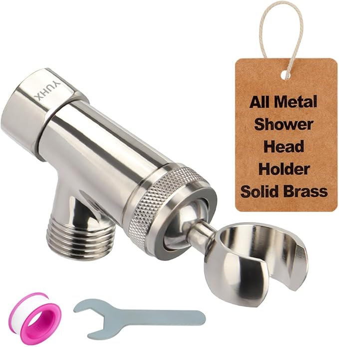 All Metal Shower Head Holder,Adjustable Handheld Shower Arm Bracket, Hand held Showerhead Mount B-Style Brushed Nickel