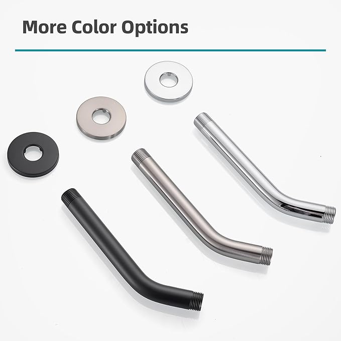 Cobbe Shower Arm with Flange and Teflon Tape, 10-Inches Wall Mounted Shower Pipe Arm 304 Stainless Steel Extension for Fixed Shower Head, Chrome
