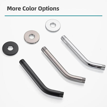 Cobbe Shower Arm with Flange and Teflon Tape, 10-Inches Wall Mounted Shower Pipe Arm 304 Stainless Steel Extension for Fixed Shower Head, Chrome