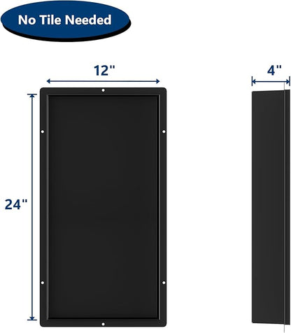 Stainless Steel Shower Niche 24" X 12", No Tile Needed Wall Niche Shower, Recessed Shower Shelf for Bathroom Storage, Matte Black