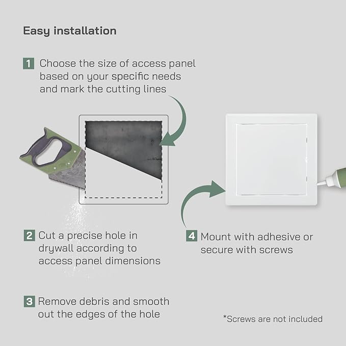 Vent Systems 6'' x 6'' Inch White Metal Access Panel - Easy Access Doors - Access Panel for Drywall, Wall, Electrical and Plumbing Service Door