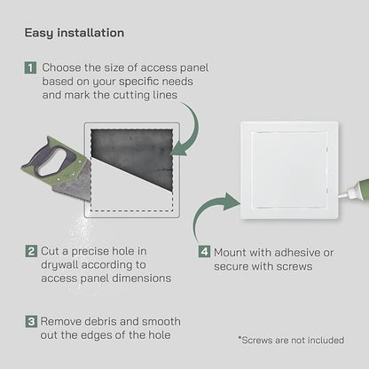 Vent Systems 6'' x 6'' Inch White Metal Access Panel - Easy Access Doors - Access Panel for Drywall, Wall, Electrical and Plumbing Service Door