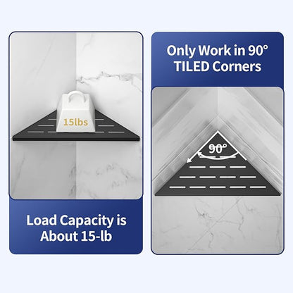 10'' Corner Shower Shelf 2PCS, 304 Stainless Steel Grout in Bathroom Shelves for Tiled Wall, No Drilling Needed (10'', Black)