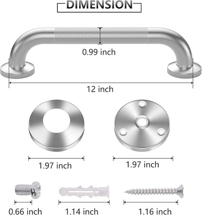 2 Pack 12 Inch Grab Bars for Bathtubs and Showers, Anti Slip Shower Grab Bars Stainless Steel Shower Handle Toilet Handicap Elderly Senior Assist Bathroom Saft Handle
