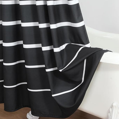 90 Inch Black Shower Curtain, Extra Long Modern Black and White Stripe Waterproof Polyester Shower Curtains for Bathroom, 72x90 Inches