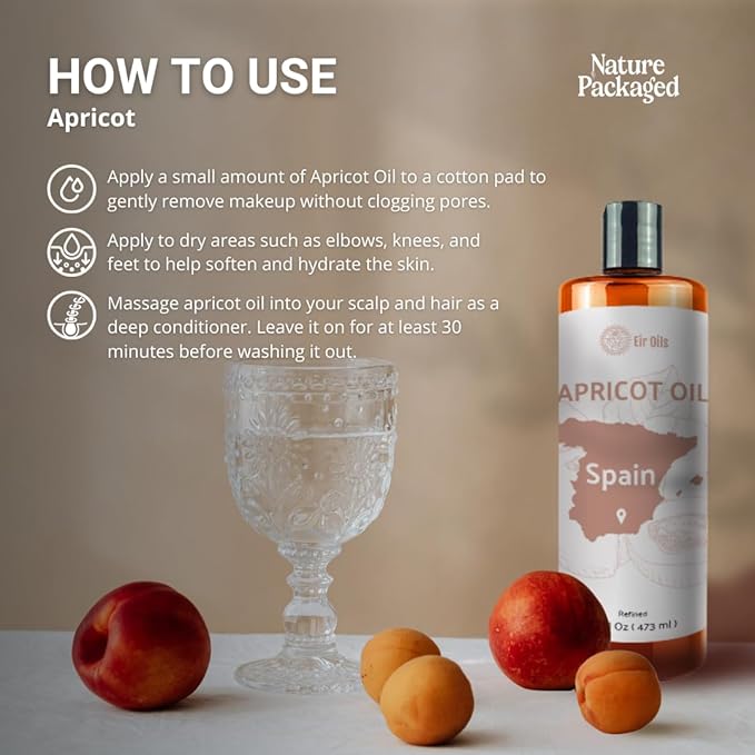 Apricot Kernel Oil - Direct from Spain and Turkey - 100% Pure Carrier Oil for Hair, Face, and Skin - Cold-Pressed Carrier Oils (1 Gallon)
