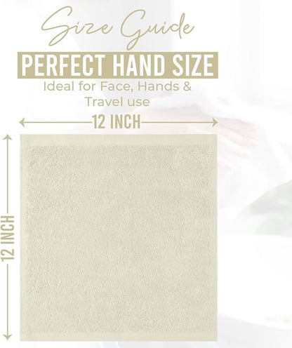 DAN RIVER 24 Pack Wash Cloths for Showering [12x12] - 100% Cotton Washcloths Premium Quality Flannel Face Cloths for Bathroom, Highly Absorbent and Soft Feel Wash Clothes, Ivory