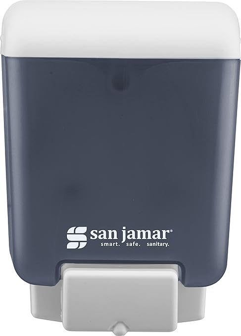 San Jamar Classic Soap Dispenser for Public Restrooms, Manual, Wall Mounted, Refillable, Plastic, 30 Ounce Capacity, Arctic Blue (Pack of 6)