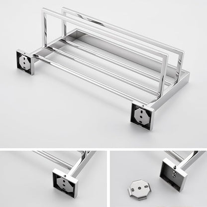 KOKOSIRI Bathroom Towel Shelf 16'' Chrome Towel Rack with Two Bath Towel Bars SUS304 Stainless Steel Wall Mounted, Polished Finish B6003CH-L16