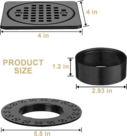 4” Drain Grate Kit Replacement, Compatible with Schluter Kerdi-Drain Flange, Removable Shower Floor Drain Kit with SUS 304 Stainless Steel Grate & CUPC Certification, Matte Black