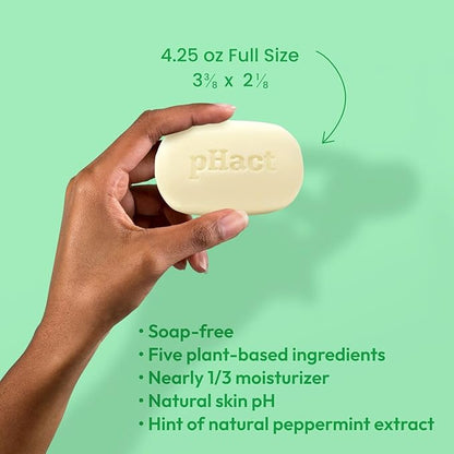 ANDREW LESSMAN pHact Moisture-Rich, Soap-Free Cleansing Bar Hint of Mint. Natural Skin pH. All Skin Types - Even Sensitive Skin. Hypoallergenic. Dermatologist Tested. 3 Pack 4.25 oz each