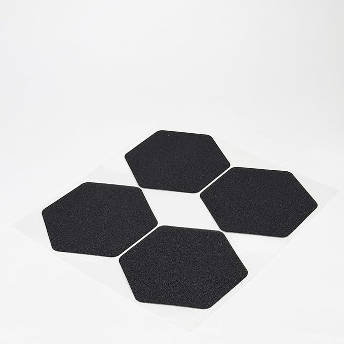 S&X 24 Pcs Shower Non Slip Stickers (Large 4.7" Hexagon), Modern Black Bathtub Non Slip Stickers, High Traction Grit Safety Decals for Tub Floor, Waterproof with Scraper