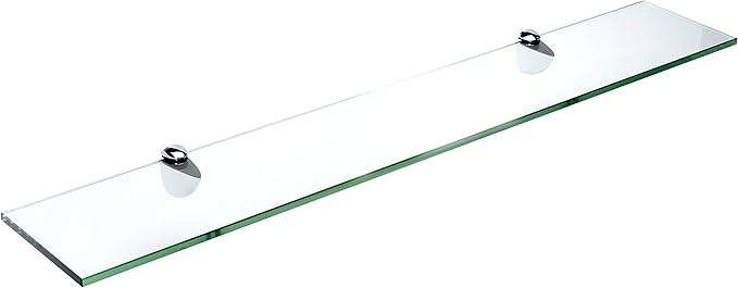 Spancraft Glass P-4.75x24-Chrome Peacock Glass Shelf, Chrome, 4.75" x 24"