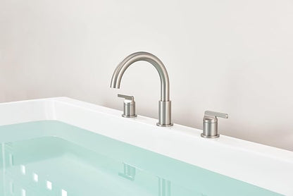 SITGES Brushed Nickel High-Arc Bathtub Faucet,Solid Brass,2-Handle Deck Mount Tub Faucet,3-Hole Roman Bath Tub Faucet Set with Valve