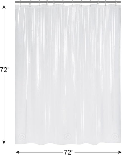 AmazerBath Plastic Shower Curtain Clear Premium PEVA, Clear Shower Curtain Heavy Duty 8G, Weighted Shower Curtains for Bathroom Accessories with 3 Big Stones and 12 Rustproof Grommets, 72x72 Inches