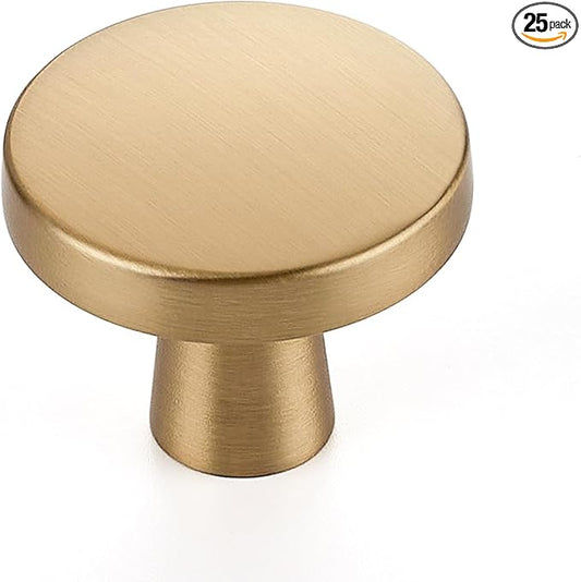 Ravinte 25 Pack Drawer Pulls 1-1/4 Inch Kitchen Cabinet Knobs Solid Round Dresser Drawer Knobs Champagne Bronze Drawer Knobs Dresser Knobs Simple Cabinet Hardware for Cupboard Drawer Pulls