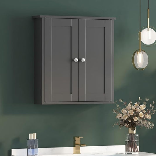 Black Bathroom Wall Cabinet,Medicine Cabinet Over Toilet,Bathroom Cabinet Wall Mounted with Shelves,Surface Mount Medicine Cabinet for Laundry Room,Kitchen,Storage Cabinet 22x23
