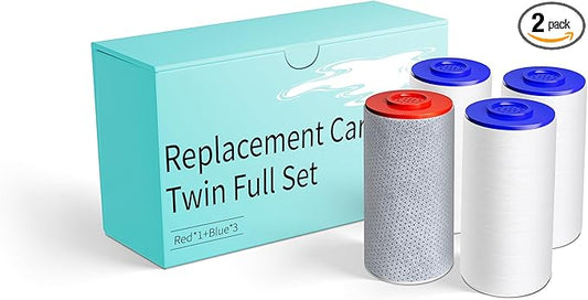 Replacement Filters for Weddell Duo Shower System - Efficient Reduction of Chlorine, Contaminants & Hardness | Enhance Skin and Hair Health with Every Shower (1Red+3Blue)