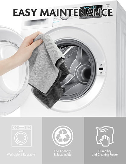 Fantasticlean Microfiber Cleaning Cloth Roll -60 Pack, Tear Away Microfiber Towels, 12" x 12", Reusable, Washable, Scratch Free, Ultra Absorbent for Car, Home Supplies (Grey & DimGrey)
