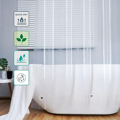 AooHome Eva Clear 48x72 Inches Shower Curtain Liner, See Through Clear 8G Bathroom Shower Curtain, Narrow Shower Liner, Heavy Duty, Water Repellent, Rust Proof Grommets