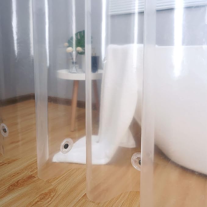 AooHome Eva Clear 48x72 Inches Shower Curtain Liner, See Through Clear 8G Bathroom Shower Curtain, Narrow Shower Liner, Heavy Duty, Water Repellent, Rust Proof Grommets