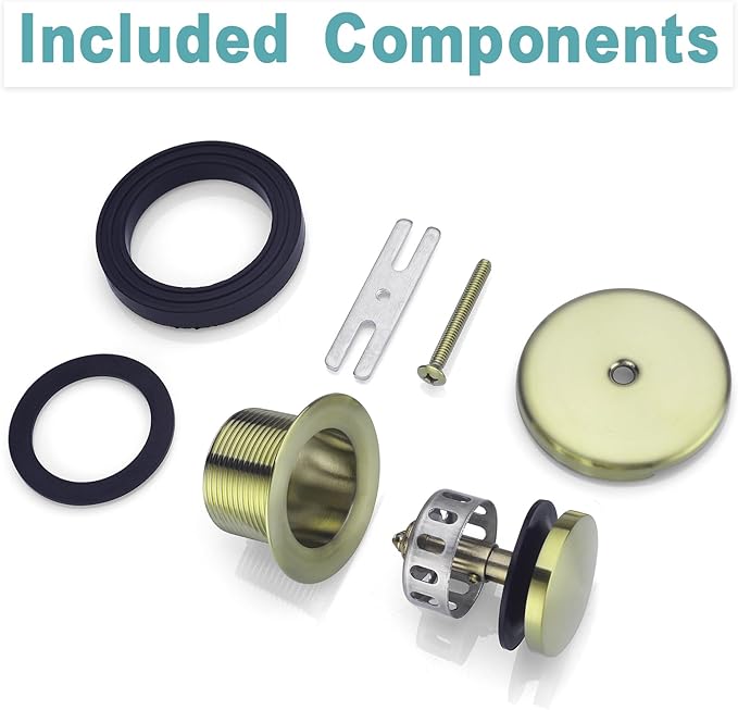 BESTILL Tip-Toe Bathtub Drain Bath Tub Trim Set Conversion Kit with Overflow Faceplate, Brushed Gold