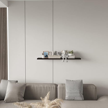 SAUMONIERES Floating Wall Shelves for Bedroom Bathroom Wall Mounted Solid Wood Shelf Storage Decor, Long Espresso Floating Shelf
