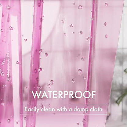 AmazerBath Shower Curtain Liner, 72x72 Transparent Hot Pink Shower Liner, Lightweight Plastic Shower Curtain Liners, Cute Waterproof Shower Liner for Bathroom with 3 Magnets & 12 Grommet Holes