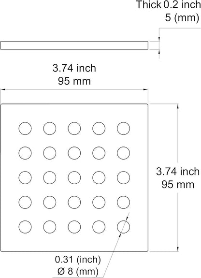 3.75 Inch Square Shower Drain Cover 95MM Floor Drain Grate (Gunmetal)