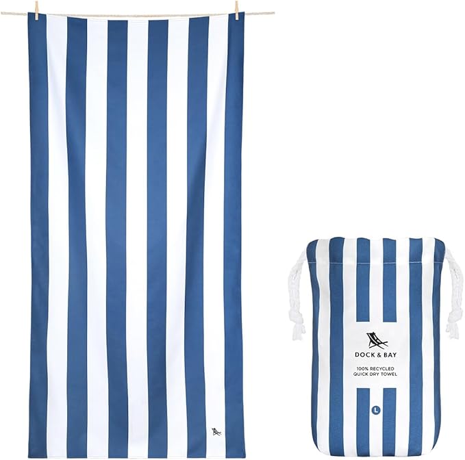Dock & Bay Beach Towel - Quick Dry, Sand Free - Compact, Lightweight - 100% Recycled - Includes Bag - Set of 4 - Blue Hues, Extra Large (200x90cm, 78x35)